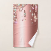 Sparkly Roos Gold Drip | Diamond Glitter op Satijn Bad Handdoek (Handdoek)