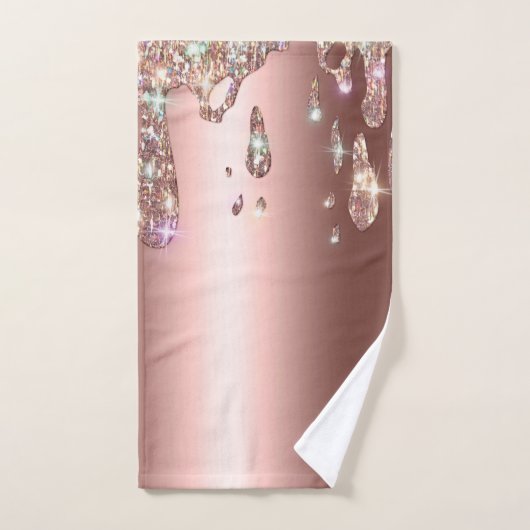 Sparkly Roos Gold Drip | Diamond Glitter op Satijn Bad Handdoek (Handdoek)