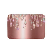 Sparkly Roos Gold Drip | Diamond Glitter op Satijn Badmat (Voorkant)