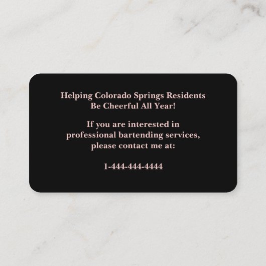 Sparkly Roos Gold Event Bartender Visitekaartje (Achterkant)