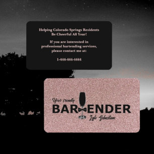 Sparkly Roos Gold Event Bartender Visitekaartje