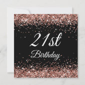 Sparkly Roos Gold Glitter 21st Birthday Black Kaart (Achterkant)