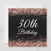 Sparkly Roos Gold Glitter 30th Birthday Black Kaart (Achterkant)
