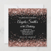 Sparkly Roos Gold Glitter 60th Birthday Black Kaart (Voorkant)