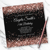 Sparkly Roos Gold Glitter 75th Birthday Black Kaart