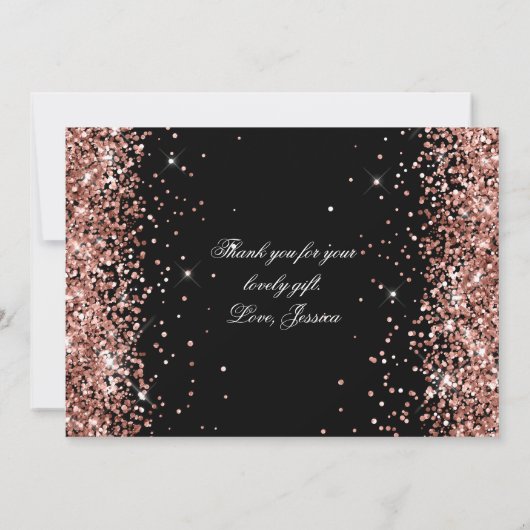 Sparkly Roos Gold Glitter Black Bedankkaart (Achterkant)