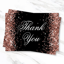 Sparkly Roos Gold Glitter Black Bedankkaart