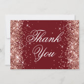 Sparkly Roos Gold Glitter Burgundy Bedankkaart (Voorkant)