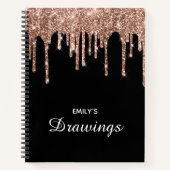 Sparkly Roos Gold Glitter Drift Black Tekening Notitieboek (Voorkant)