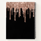 Sparkly Roos Gold Glitter Drift Black Tekening Notitieboek (Achterkant)