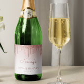 Sparkly Roos Gold Glitter Drip 80ste Verjaardagsfe Sparkling Wijnetiket