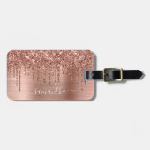 Sparkly Roos Gold Glitter Drips Girly Signature Bagagelabel (Voorkant horizontaal)