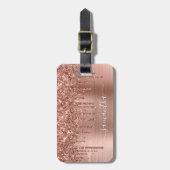 Sparkly Roos Gold Glitter Drips Girly Signature Bagagelabel (Voorkant verticaal)