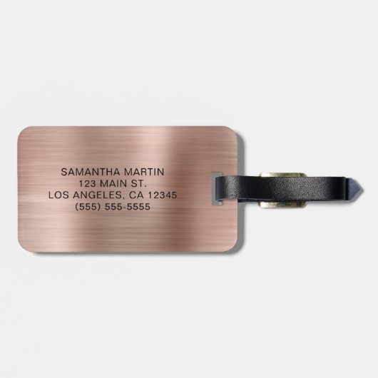 Sparkly Roos Gold Glitter Drips Girly Signature Bagagelabel (Achterkant horizontaal)