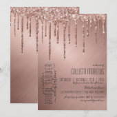 Sparkly Roos Gold Glitter Drips Vrijgezellenfeest Kaart (Voorkant / Achterkant)