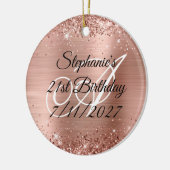 Sparkly Roos Gold Glitter en Folie 21st Birthday Keramisch Ornament (Links)