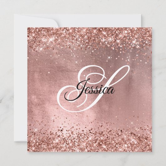 Sparkly Roos Gold Glitter Folie 40th Birthday Kaart (Achterkant)