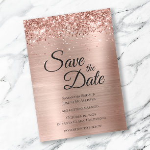Sparkly Roos Gold Glitter Folie Glam Save The Date
