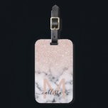 Sparkly Roos Gold Glitter Marble Ombre Bagagelabel<br><div class="desc">Dit elegante en girale patroon is perfect voor de moderne vrouw. Het is voorzien van faux-bedrukte dunne roos goudglitter boven op een zwart en van een marmer patroon in de stijl van een ombre gradiënt. Het is trendy, cool, chic, luxe en stijlvol. ***BELANGRIJKE NOTA VAN HET ONTWERP: Voor om het...</div>