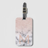 Sparkly Roos Gold Glitter Marble Ombre Bagagelabel (Voorkant (verticaal))