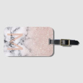 Sparkly Roos Gold Glitter Marble Ombre Bagagelabel (Voorkant (horizontaal))