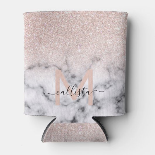 Sparkly Roos Gold Glitter Marble Ombre Blikjeskoeler (Voorkant)