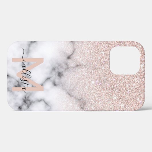 Sparkly Roos Gold Glitter Marble Ombre Case-Mate iPhone Case (Achterkant (horizontaal))