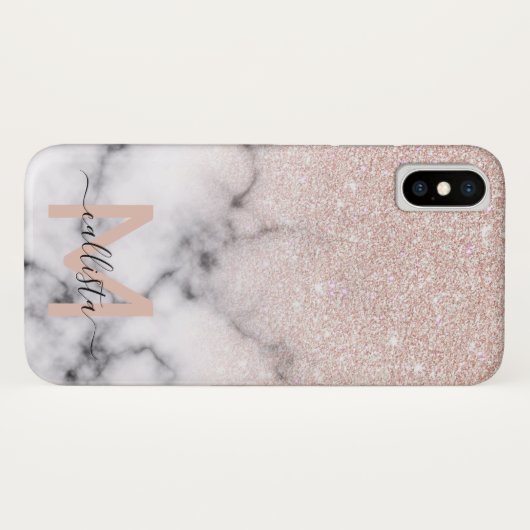 Sparkly Roos Gold Glitter Marble Ombre Case-Mate iPhone Case (Achterkant (horizontaal))