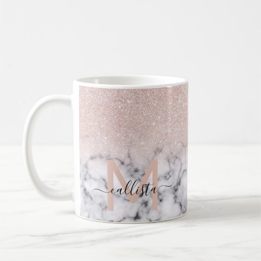 Sparkly Roos Gold Glitter Marble Ombre Koffiemok (Links)