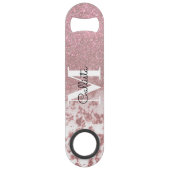 Sparkly Roos Gold Glitter Marble Ombre Monogram Speed Flessenopener (Voorkant)