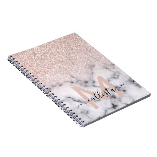 Sparkly Roos Gold Glitter Marble Ombre Notitieboek (Rechterzijde)