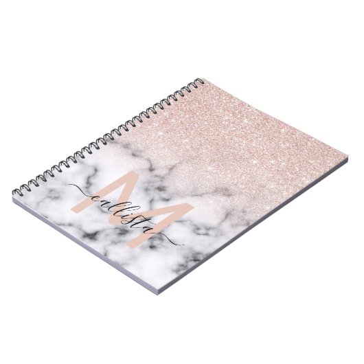 Sparkly Roos Gold Glitter Marble Ombre Notitieboek (Linkerzijde)