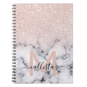 Sparkly Roos Gold Glitter Marble Ombre Notitieboek