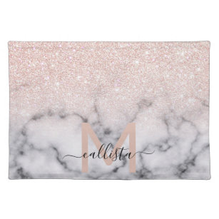 Sparkly Roos Gold Glitter Marble Ombre Placemat
