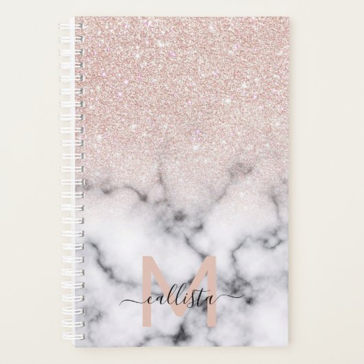 Sparkly Roos Gold Glitter Marble Ombre Planner (Voorkant)