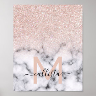 Sparkly Roos Gold Glitter Marble Ombre Poster