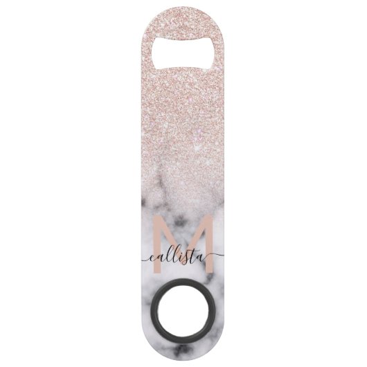 Sparkly Roos Gold Glitter Marble Ombre Speed Flessenopener (Voorkant)