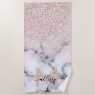 Sparkly Roos Gold Glitter Marble Ombre Strandlaken
