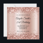 Sparkly Roos Gold Glitter Ombre 21st Birthday Kaart<br><div class="desc">Een glamoureuze 21e verjaardag vierkant platte uitnodiging voor haar. Faux glanzend roos goudglitter met sparkles tegen een bleke satijnbrij en roos gouden shimmer ombre grafisch afbeelding. Alle dunne en glanzende elementen in dit moderne,  girale ontwerp zijn digitale beelden. T</div>