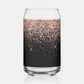 Sparkly Roos Gold Glitter op zwart Blikvorm Glas (Achterkant)