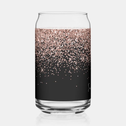Sparkly Roos Gold Glitter op zwart Blikvorm Glas (Rechts)