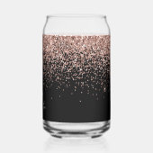 Sparkly Roos Gold Glitter op zwart Blikvorm Glas (Links)