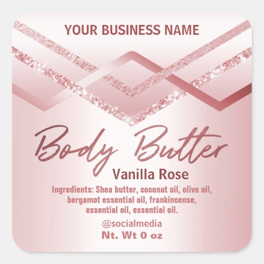 Sparkly Roos Gold Lines Body Butter Labels (Voorkant)