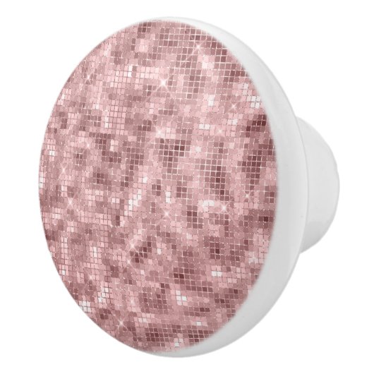 Sparkly Roos Gold Pink Luxury Keramische Knop (Rechts)