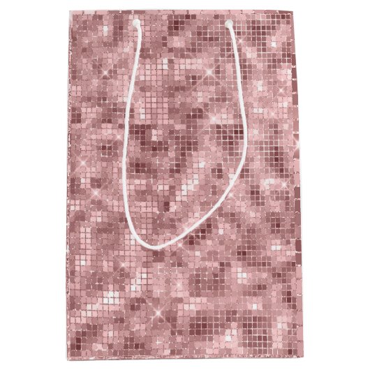 Sparkly Roos Gold Pink Luxury Sparkle Girly Medium Cadeauzakje (Voorkant)