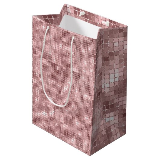 Sparkly Roos Gold Pink Luxury Sparkle Girly Medium Cadeauzakje (Voorkant Gekanteld)