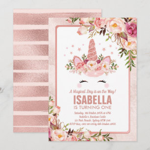 Sparkly Roos Gouden Eenhoorn / Girly Magische Verj Kaart