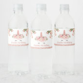 Sparkly Roos Gouden Eenhoorn / Roze Waterverf Bloe Waterfles Etiket (Flessen)