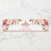Sparkly Roos Gouden Eenhoorn / Roze Waterverf Bloe Waterfles Etiket (Enkel label)