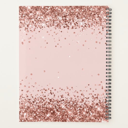 Sparkly Roos Gouden Glitter Blush Fancy Monogram Planner (Achterkant)